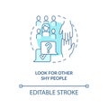 Look for other shy people blue concept icon