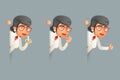 Look out corner women professor expert scientist genius character icons set retro cartoon design vector illustration