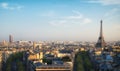 Look out of triumphal arch to the Eiffel Tower