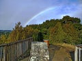 Look at the rainbow over the fence Royalty Free Stock Photo