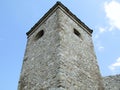 Look at restored medieval fortress tower Royalty Free Stock Photo