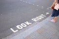 Look right pedestrian crossing Royalty Free Stock Photo