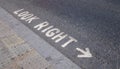 Look right sign on road Royalty Free Stock Photo