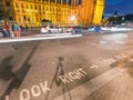 Look right street sign in front of Big Ben at night, London Royalty Free Stock Photo