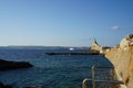 A look at the Rozi Wreck diving site, where the wreckage of the sunken Tug Boat Rozi is located. Cirkewwa, Mellieha, Malta Royalty Free Stock Photo