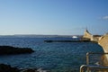 A look at the Rozi Wreck diving site, where the wreckage of the sunken Tug Boat Rozi is located. Cirkewwa, Mellieha, Malta Royalty Free Stock Photo