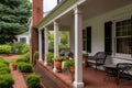 look at the side porch and the chimneys of the colonial house