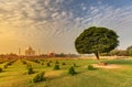 Look at Taj Mahal form the park across yamuna river at the sunrise, Arga, India