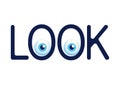 Look text with eye balls