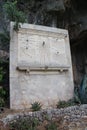 Look to sundial near Monastery Santuari de Lluc in Serra de Tramuntana, Mallorca