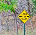 Look for Trains Warning Sign Royalty Free Stock Photo