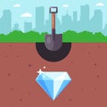 Look for treasures underground. buried diamond. extract valuable resources.