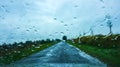 Rain on bus front window Royalty Free Stock Photo