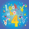 Look whos four - fourth birthday card