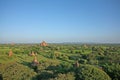 The red brick stupas and pagodas of the Bagan plains stretch out to the horizon Royalty Free Stock Photo