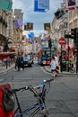 Looking down Coventry Street in London. Viewed from Swiss Court. London, England.