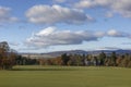 Looking across the farm fields on the Valley Floor towards Finavon Castle