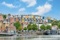 Looking across floating harbour to Clifton in Bristol