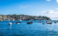 Looking across the Fowey River to Polruan, a picturesque coastal town in Cornwall, England, UK Royalty Free Stock Photo