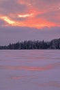 Frozen Sunset On Island Lake Royalty Free Stock Photo