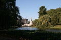 Looking across St James\'s Park Lake towards Buckingham Palace, London, England Royalty Free Stock Photo