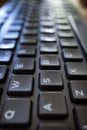 Looking along a computer keyboard, macro. Royalty Free Stock Photo