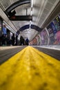 Looking along the platform at Moorgate underground station, London. Royalty Free Stock Photo