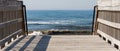 Looking at the Atlantic Ocean from a wooden walkway going over the sand dunes Royalty Free Stock Photo