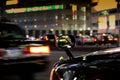 Looking back in a mirror of a Tokyo taxi. A hot summer night in Japan. Royalty Free Stock Photo