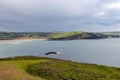 Looking back towards Bigbury-on-sea, from Burgh island off the Devon coast Royalty Free Stock Photo