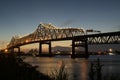 Sunset at Interstate 10 crossing the Mississippi River in Baton Rouge Royalty Free Stock Photo