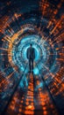 Looking through a binary code vortex, a portal into the realm of data analysis and cyber security Royalty Free Stock Photo