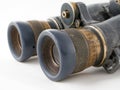 Looking binoculars lens isolated on white Royalty Free Stock Photo