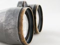 Looking binoculars lens isolated on white Royalty Free Stock Photo