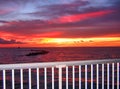 Looking at the blazing sea sunset from the Nightcliff jetty. Darwin, NT Australia