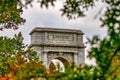 Looking Through Autumn Leaves at the National Memorial Arch at Valley Forge National Historical Park Royalty Free Stock Photo