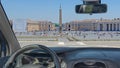 Car windshield with view of Saint Peter& x27;s Square, Rome, Italy Royalty Free Stock Photo