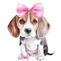 Accessorize with a Cute Beagle Puppy in Glasses and Pastel Headband AI Generated