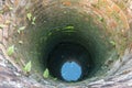 Deep Old Water Well Green Mold Brick Walls Aerial View Royalty Free Stock Photo