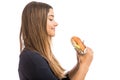 Looking At Delicious Hamburger Royalty Free Stock Photo