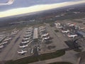 Looking down on the aircraft at Heathrow Airport Royalty Free Stock Photo