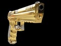 Looking down the barrel of a golden gun Royalty Free Stock Photo