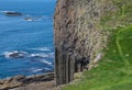 Looking down at basalt column rock formation Staffa Island