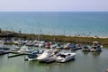 Looking down on the boats from the top of the Kincardine lighthouse Royalty Free Stock Photo