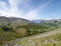 Looking down the Borrowdale valley from The Combe Royalty Free Stock Photo