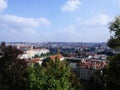 looking down on the buildings, and trees from the hill Royalty Free Stock Photo