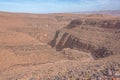 Looking down in a canyon on the Tizi`n-Tinififft mountain pass Royalty Free Stock Photo