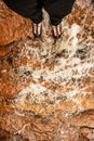 Looking Down At Canyoneering Boots In Rushing Creek Royalty Free Stock Photo