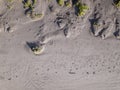 Looking down on coastal sand dunes. Aerial image. Royalty Free Stock Photo