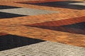 Looking down on colourful brick paving Royalty Free Stock Photo